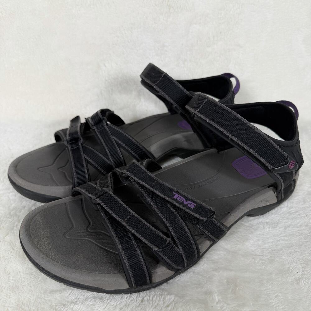 Teva Women’s Tirra Sport Sandals Size 10 Black Gray Purple Adjustable Strappy